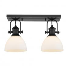  3118-2SF BLK-OP - Hines 2-Light Semi-Flush in Matte Black with Opal Glass
